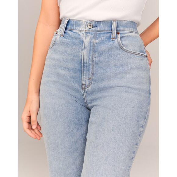 ABERCROMBIE The Ankle Straight Ultra High Rise Jeans Curve Love Light Wash 29 XS - Picture 2 of 12